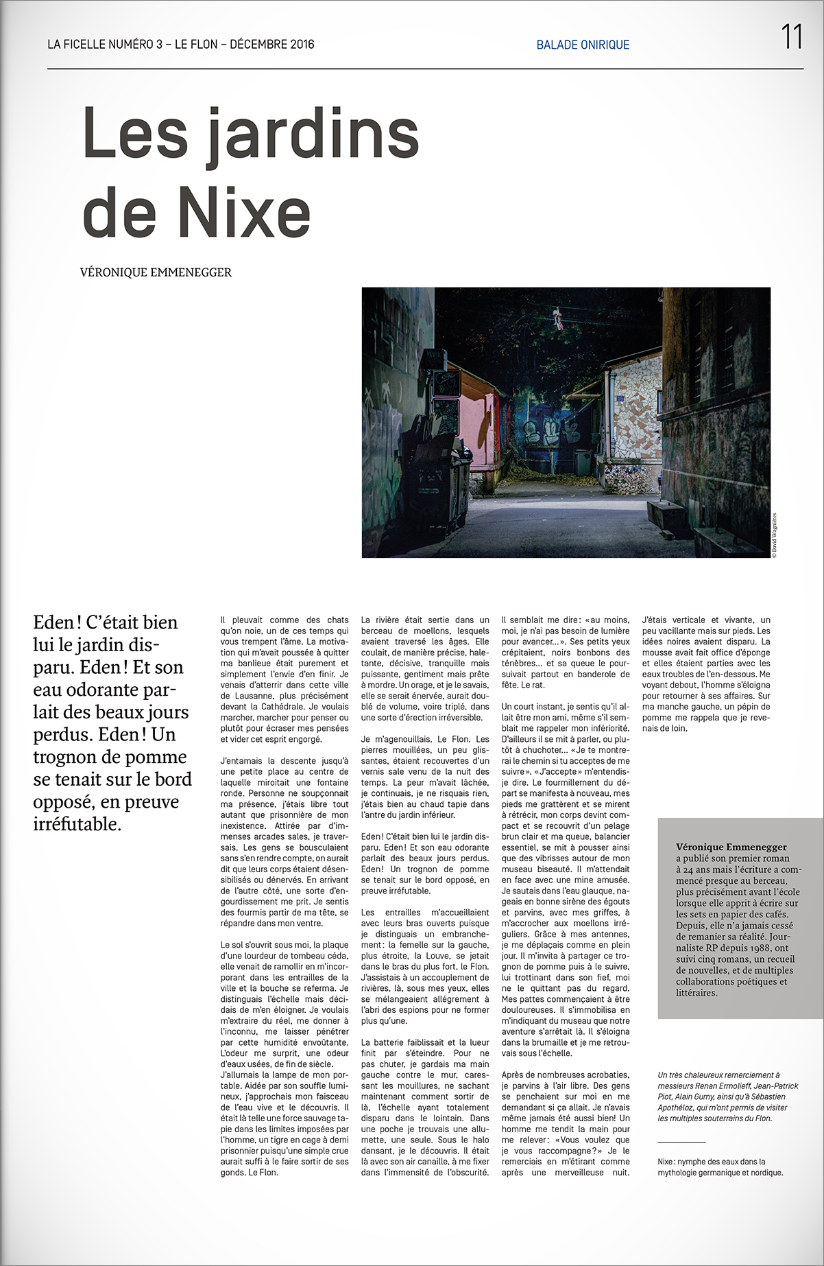 Article de Veronique Emmenegger dans La Ficelle n°3