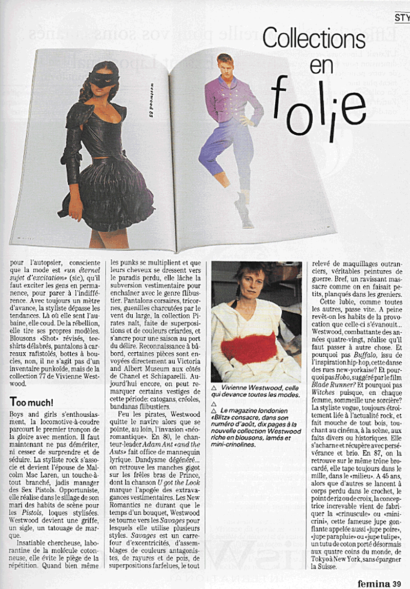 Vivienne Westwood dans Femina