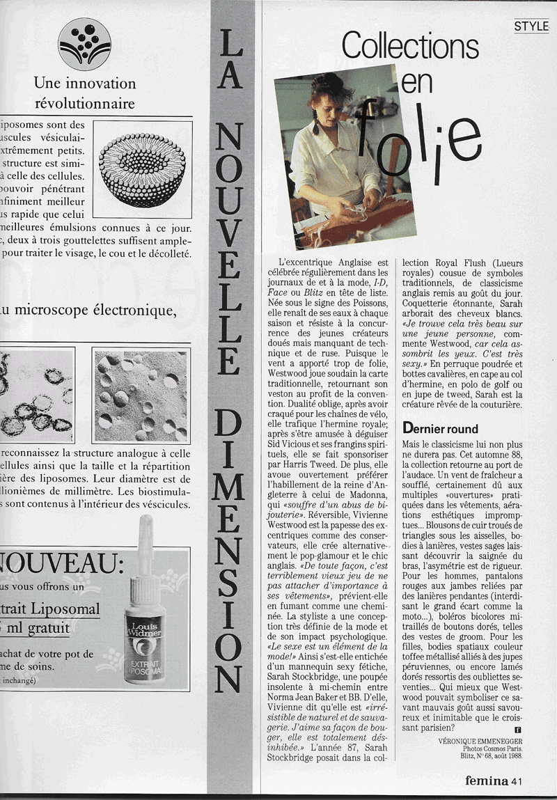 Vivienne Westwood dans Femina
